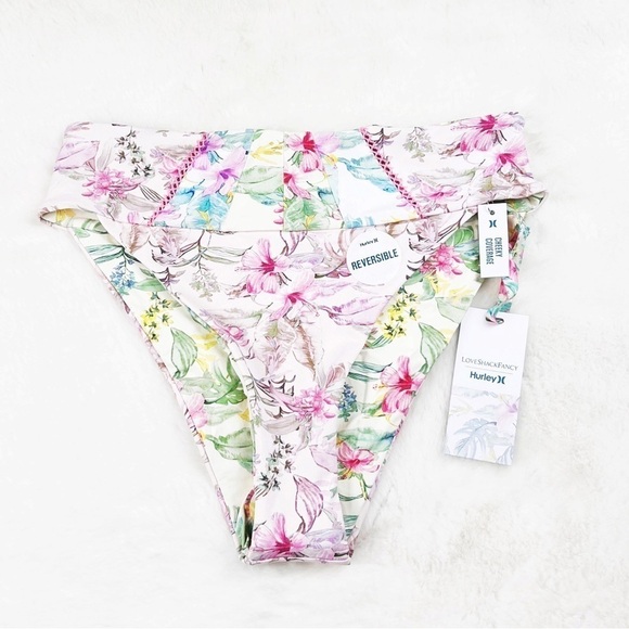 NWT LoveShackFancy x Hurley Hawaiian Hibiscus High Waisted Cheeky Bottoms - Picture 6 of 9